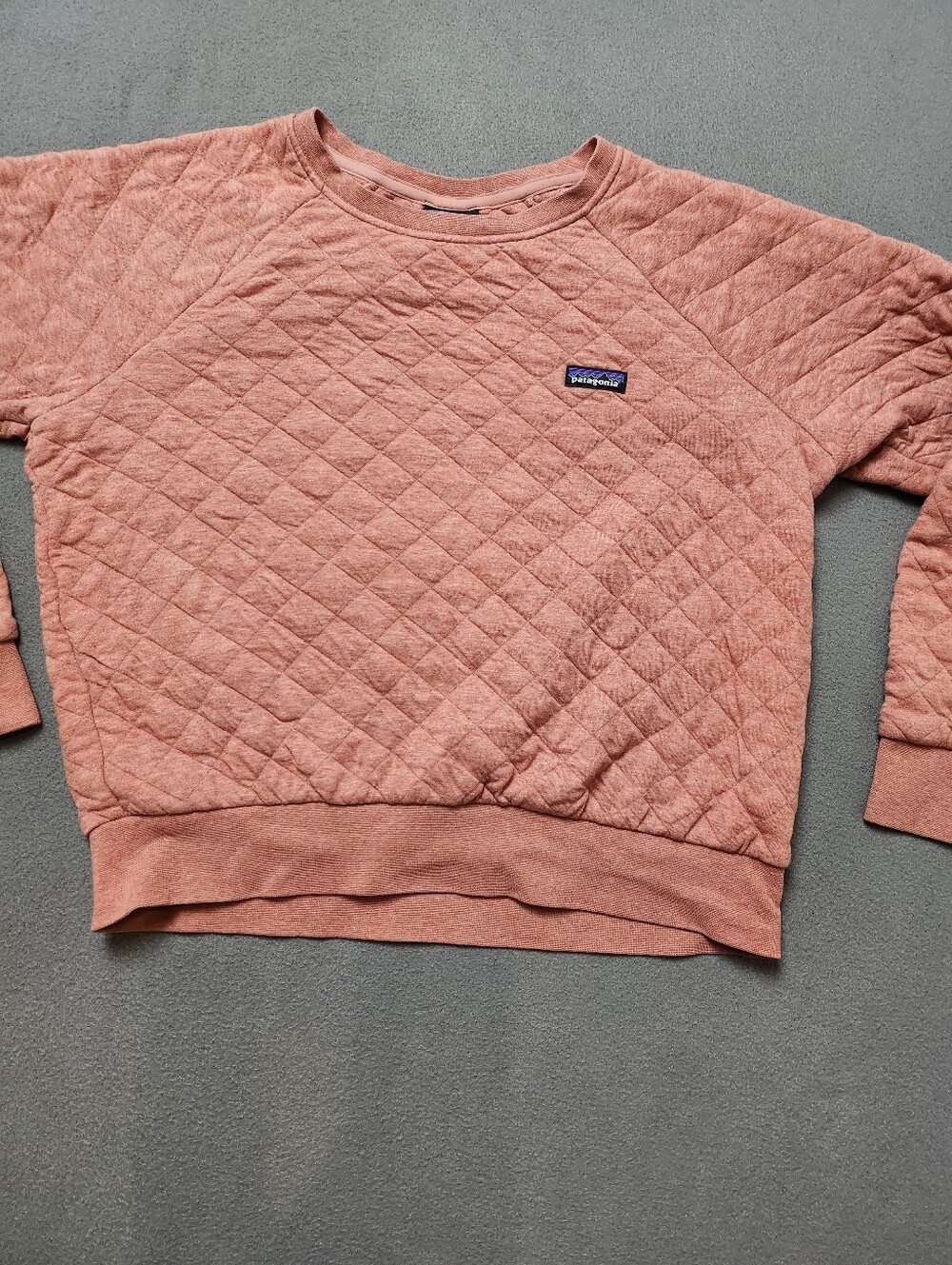 Patagonia Quilted Organic Cotton Sweatshirt Dusty Rose Pink Sz L Worn Wear - Picture 5 of 13